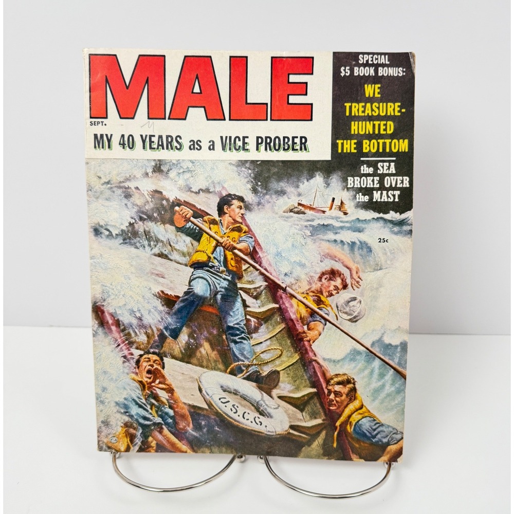 Vintage Male Magazine September 1955 Adventure Vice Prober USCG Cover Art
